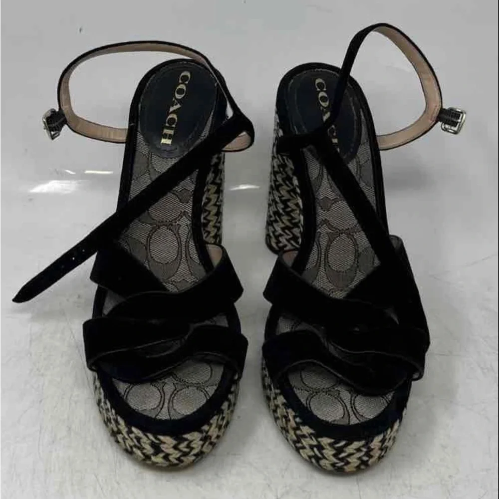 Coach Black Braided Platform Sandals